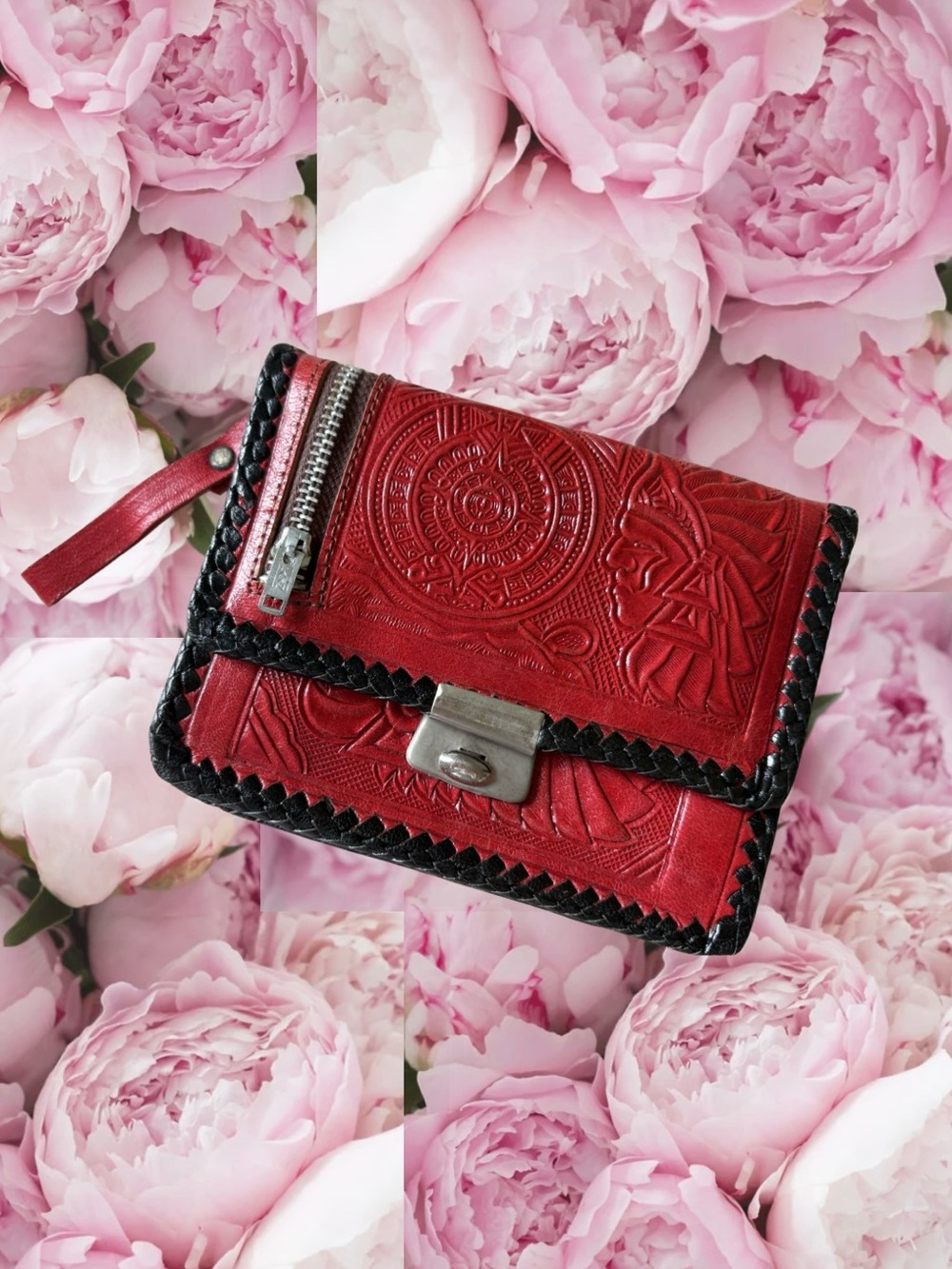 Red Leather with Black Stitching Wallet
